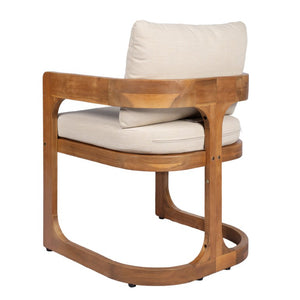 English Elm Aiden Acacia Hardwood Outdoor Dining Set Six Cushioned Sled Arm Chairs Patio Teak N775P484202T-S6_N775P235144T