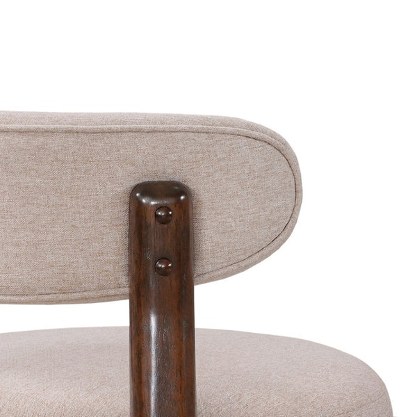 English Elm Eleanore Solid Rubberwood Counter Stools with Padded Seat Mid-Century Walnut Finish Beige Set of 4 N775P491591B-S4
