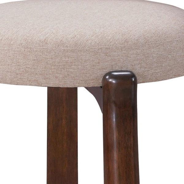 English Elm Eleanore Solid Rubberwood Counter Stools with Padded Seat Mid-Century Walnut Finish Beige Set of 4 N775P491591B-S4