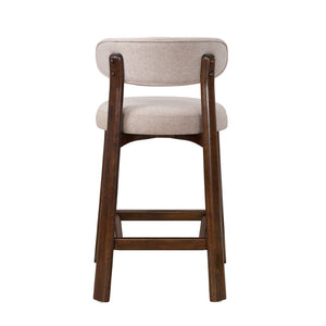 English Elm Eleanore Solid Rubberwood Counter Stools with Padded Seat Mid-Century Walnut Finish Beige Set of 4 N775P491591B-S4