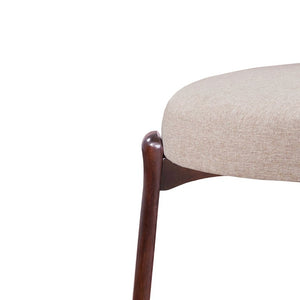 English Elm Eleanore Solid Rubberwood Counter Stools with Padded Seat Mid-Century Walnut Finish Beige Set of 2 N775P491591B