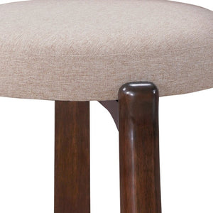 English Elm Eleanore Solid Rubberwood Counter Stools with Padded Seat Mid-Century Walnut Finish Beige Set of 2 N775P491591B