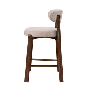 English Elm Eleanore Solid Rubberwood Counter Stools with Padded Seat Mid-Century Walnut Finish Beige Set of 2 N775P491591B