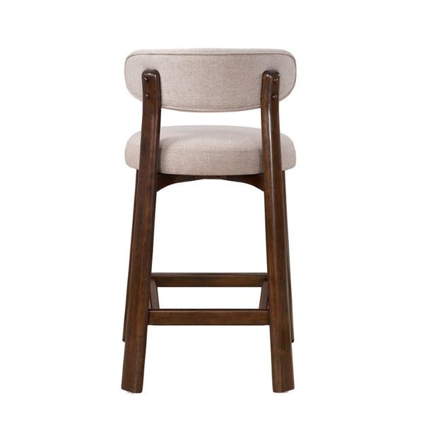 English Elm Eleanore Solid Rubberwood Counter Stools with Padded Seat Mid-Century Walnut Finish Beige Set of 2 N775P491591B