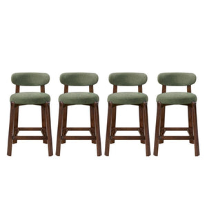 English Elm Eleanore Solid Rubberwood Counter Stools with Padded Seat Mid-Century Walnut Finish Green Set of 4 N775P491591G-S4