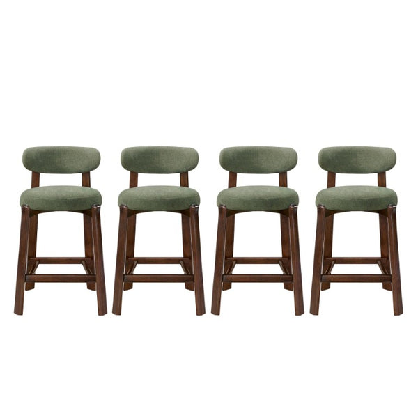 English Elm Eleanore Solid Rubberwood Counter Stools with Padded Seat Mid-Century Walnut Finish Green Set of 4 N775P491591G-S4