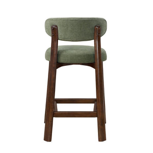 English Elm Eleanore Solid Rubberwood Counter Stools with Padded Seat Mid-Century Walnut Finish Green Set of 4 N775P491591G-S4