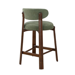 English Elm Eleanore Solid Rubberwood Counter Stools with Padded Seat Mid-Century Walnut Finish Green Set of 2 N775P491591G