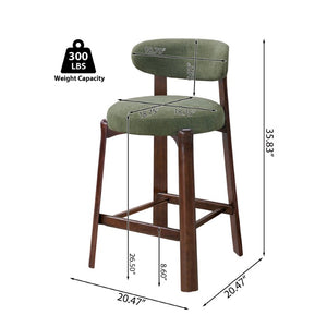 English Elm Eleanore Solid Rubberwood Counter Stools with Padded Seat Mid-Century Walnut Finish Green Set of 2 N775P491591G