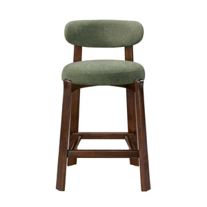 English Elm Eleanore Solid Rubberwood Counter Stools with Padded Seat Mid-Century Walnut Finish Green Set of 2 N775P491591G