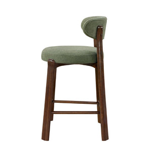 English Elm Eleanore Solid Rubberwood Counter Stools with Padded Seat Mid-Century Walnut Finish Green Set of 2 N775P491591G