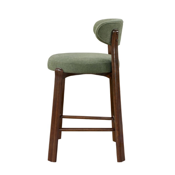 English Elm Eleanore Solid Rubberwood Counter Stools with Padded Seat Mid-Century Walnut Finish Green Set of 2 N775P491591G