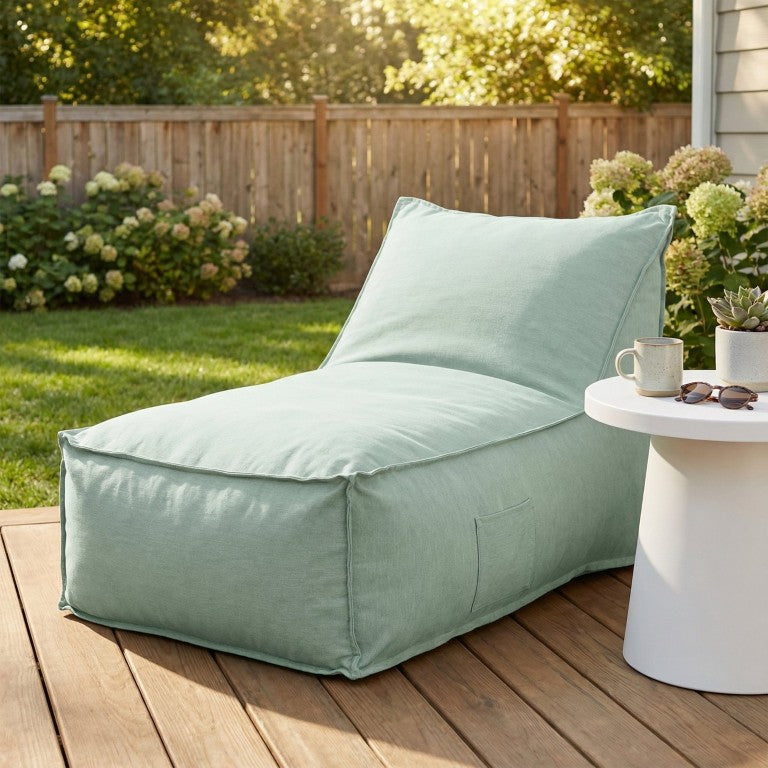 English Elm Perry Outdoor Bean Bag Lounge Chair UV Resistant Olefin Ergonomic Patio Relaxer Mint N775P493025M