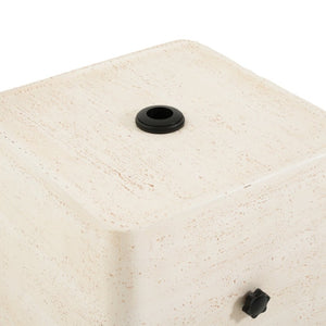 English Elm Daphne Outdoor MGO Travertine Umbrella Base with Sand Fill and Square Side Table Top N775P493676B