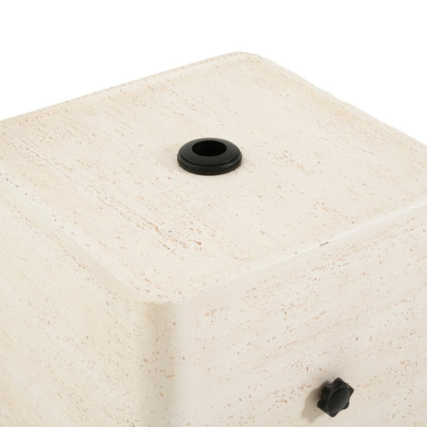 English Elm Daphne Outdoor MGO Travertine Umbrella Base with Sand Fill and Square Side Table Top N775P493676B