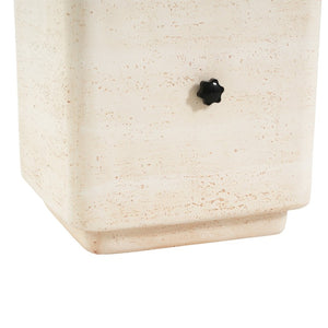English Elm Daphne Outdoor MGO Travertine Umbrella Base with Sand Fill and Square Side Table Top N775P493676B