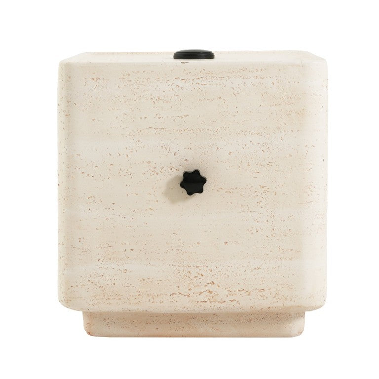 English Elm Daphne Outdoor MGO Travertine Umbrella Base with Sand Fill and Square Side Table Top N775P493676B