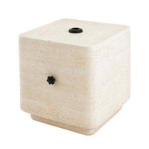 English Elm Daphne Outdoor MGO Travertine Umbrella Base with Sand Fill and Square Side Table Top N775P493676B
