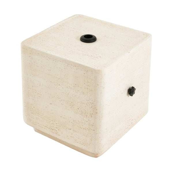 English Elm Daphne Outdoor MGO Travertine Umbrella Base with Sand Fill and Square Side Table Top N775P493676B