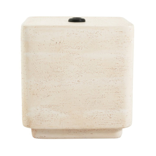 English Elm Daphne Outdoor MGO Travertine Umbrella Base with Sand Fill and Square Side Table Top N775P493676B