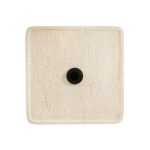 English Elm Daphne Outdoor MGO Travertine Umbrella Base with Sand Fill and Square Side Table Top N775P493676B