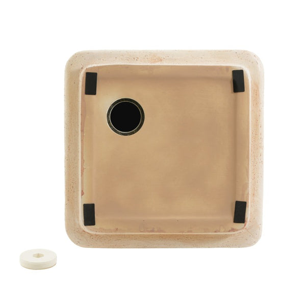 English Elm Daphne Outdoor MGO Travertine Umbrella Base with Sand Fill and Square Side Table Top N775P493676B