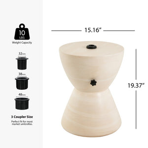 English Elm Sandra Outdoor MGO Hourglass Side Table with Sand Fill Umbrella Base Natural Beige N775P493681B