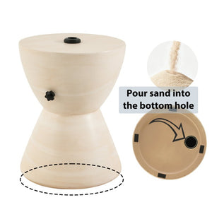 English Elm Sandra Outdoor MGO Hourglass Side Table with Sand Fill Umbrella Base Natural Beige N775P493681B