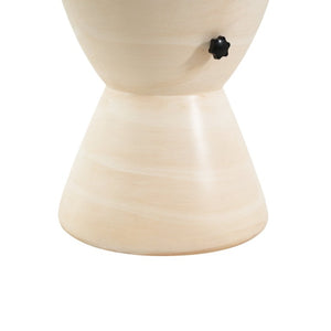 English Elm Sandra Outdoor MGO Hourglass Side Table with Sand Fill Umbrella Base Natural Beige N775P493681B