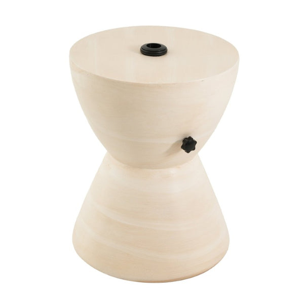 English Elm Sandra Outdoor MGO Hourglass Side Table with Sand Fill Umbrella Base Natural Beige N775P493681B
