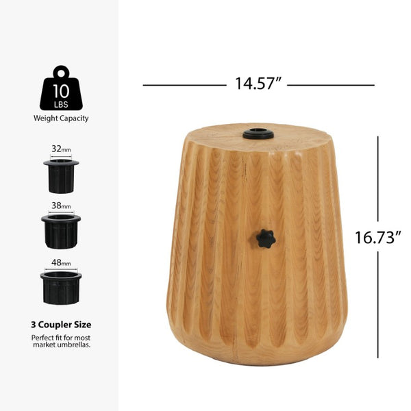 English Elm Mignon Ribbed MGO Outdoor Umbrella Base with Side Table Top and Locking Knobs N775P493683W