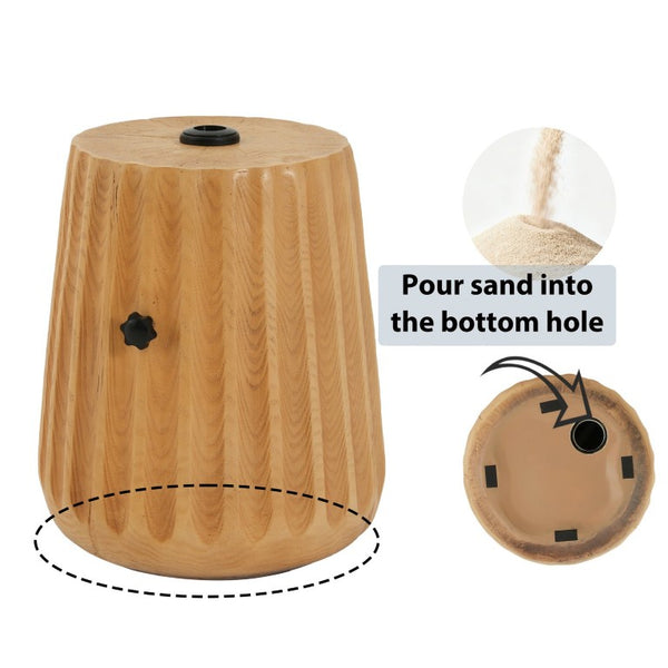 English Elm Mignon Ribbed MGO Outdoor Umbrella Base with Side Table Top and Locking Knobs N775P493683W