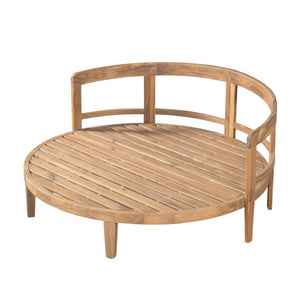 English Elm Bali Outdoor Round Acacia Wood Daybed with Cushions for Patio Pool Lounging N775P526832L