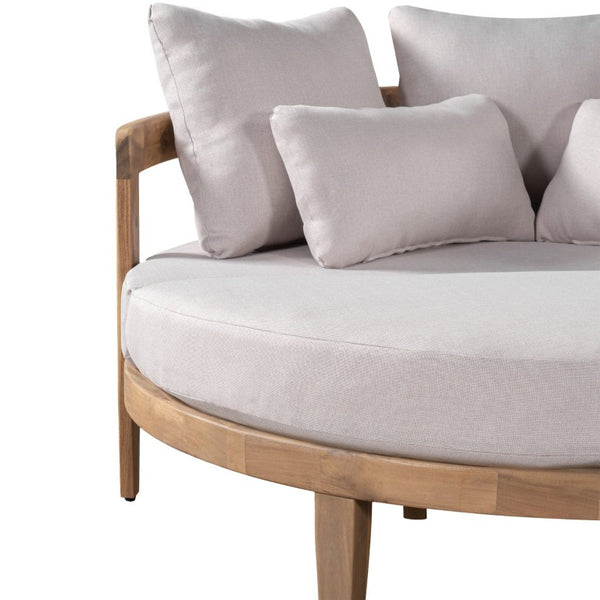 English Elm Bali Outdoor Round Acacia Wood Daybed with Cushions for Patio Pool Lounging N775P526832L