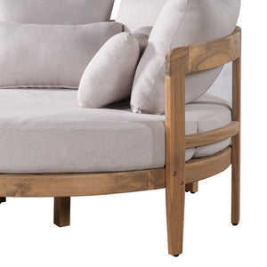 English Elm Bali Outdoor Round Acacia Wood Daybed with Cushions for Patio Pool Lounging N775P526832L