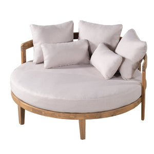 English Elm Bali Outdoor Round Acacia Wood Daybed with Cushions for Patio Pool Lounging N775P526832L