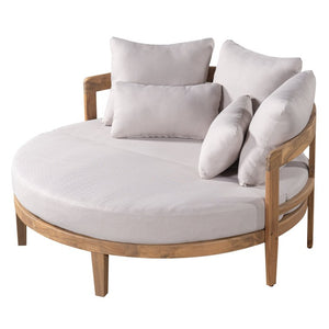 English Elm Bali Outdoor Round Acacia Wood Daybed with Cushions for Patio Pool Lounging N775P526832L