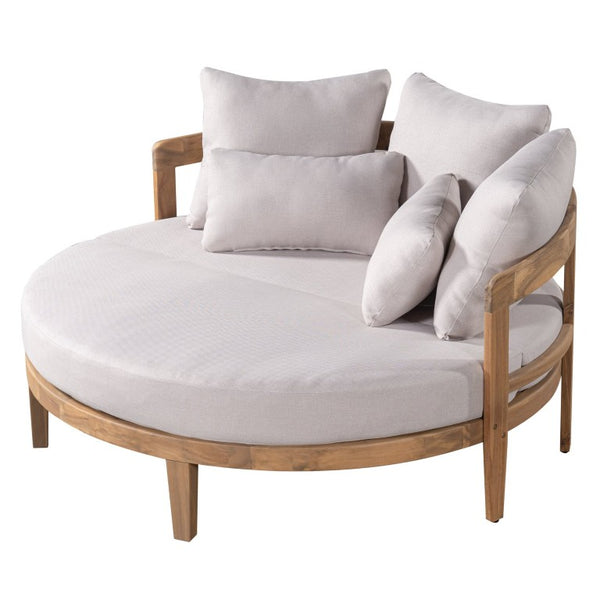 English Elm Bali Outdoor Round Acacia Wood Daybed with Cushions for Patio Pool Lounging N775P526832L