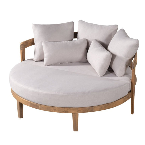 English Elm Bali Outdoor Round Acacia Wood Daybed with Cushions for Patio Pool Lounging N775P526832L