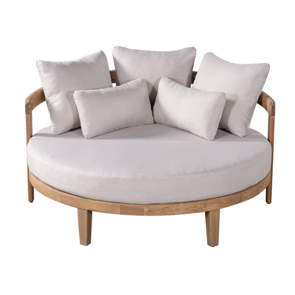 English Elm Bali Outdoor Round Acacia Wood Daybed with Cushions for Patio Pool Lounging N775P526832L