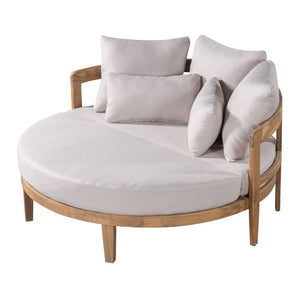English Elm Bali Outdoor Round Acacia Wood Daybed with Cushions for Patio Pool Lounging N775P526832L