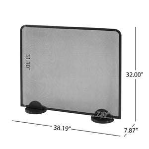 English Elm Freestanding Matte Black Iron Mesh Fireplace Screen Modern Farmhouse Spark Guard N775P528793B