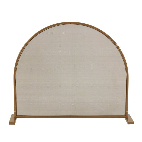 English Elm Freestanding Gold Arch Top Metal Fireplace Screen Single Panel Mesh Spark Guard N775P528898G