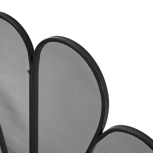 English Elm Black Peacock Fan Iron Mesh Fireplace Screen Ornate Freestanding Spark Guard N775P528937B