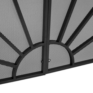 English Elm Black Peacock Fan Iron Mesh Fireplace Screen Ornate Freestanding Spark Guard N775P528937B