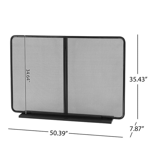 English Elm Black Iron Mesh Fireplace Screen Freestanding Spark Guard for Modern Farmhouse Hearth N775P528961B