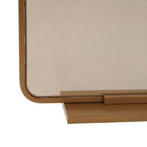 English Elm Gold Iron Fireplace Screen Freestanding Two Panel Mesh Spark Guard for Living Room N775P528961G