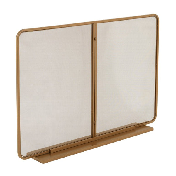English Elm Gold Iron Fireplace Screen Freestanding Two Panel Mesh Spark Guard for Living Room N775P528961G