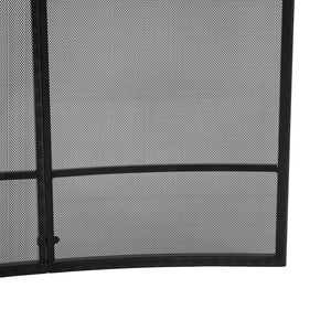 English Elm Black Iron Mesh Fireplace Screen Three Panel Curved Freestanding Spark Guard for Living Rooms N775P528975B