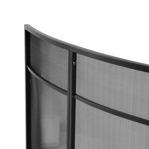 English Elm Black Iron Mesh Fireplace Screen Three Panel Curved Freestanding Spark Guard for Living Rooms N775P528975B